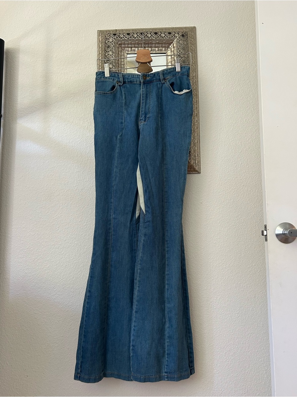 Rehab Women's Blue High-Rise Flare Jeans